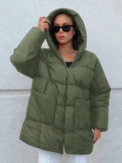 Акція на Куртка демісезонна жіноча SHEIN GD-00159909 XL Зелена від Rozetka