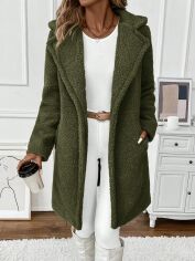 Акція на Пальто жіноче SHEIN GD-00159580 L Темно-зелене від Rozetka