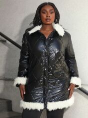 Акція на Куртка зимова жіноча SHEIN GD-00160973 3XL Чорно-біла від Rozetka