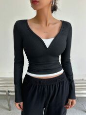 Акція на Топ жіночий SHEIN GD-00170364 XL Чорно-білий від Rozetka
