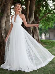 Акція на Весільна сукня довга жіноча SHEIN GD-00121450 L Біла від Rozetka