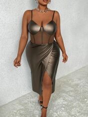 Акція на Сукня жіноча SHEIN GD-00156406 2XL Коричнева від Rozetka