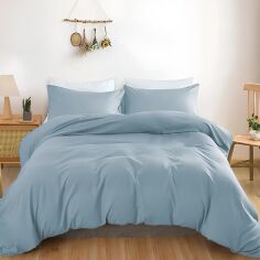 Акція на Простирадло на гумці MirSon Satin Light Pro 10-019 Gray-blue 150х190 + 25 см від Rozetka