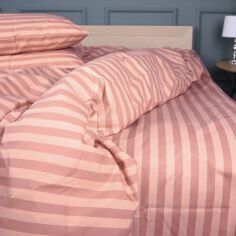 Акція на Простирадло MirSon двоспальне 180x220 см 17-0773 Nude stripes Ranforce Elite від Rozetka