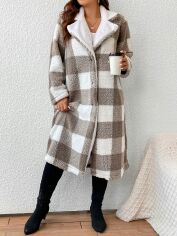 Акція на Пальто жіноче SHEIN GD-00160897 3XL Коричневий/Білий від Rozetka