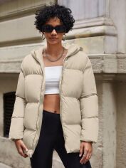 Акція на Куртка зимова жіноча SHEIN GD-00168271 M Світло-бежева від Rozetka