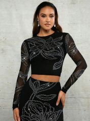 Акція на Топ жіночий SHEIN GD-00170428 S Чорний від Rozetka