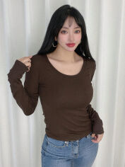 Акція на Лонгслів довгий жіночий SHEIN GD-00170463 XS Коричневий від Rozetka
