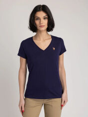Акція на Футболка бавовняна жіноча U.S. Polo Assn 215822-0H00A(EVENING BLUE) L Темно-синя від Rozetka