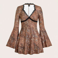 Акція на Плаття жіноче SHEIN GD-00168845 S Коричневе від Rozetka