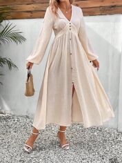 Акція на Сукня літня жіноча SHEIN GD-00167320 S Світло-бежева від Rozetka