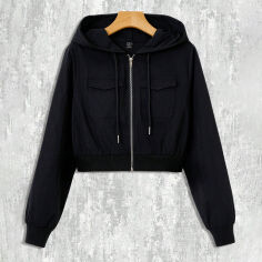 Акція на Толстовка жіноча SHEIN GD-00168233 M Чорна від Rozetka