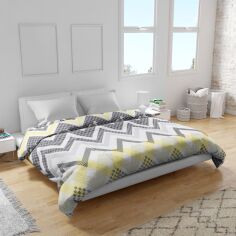 Акція на Підковдра Home Line євро 205x220 см Сіро-жовта Ранфорс (188332 HL) від Rozetka