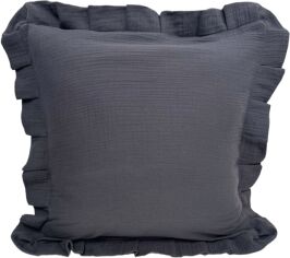 Акція на Наволочка декоративна SoundSleep Muslin Graphite 45х45 см з рюшами від Rozetka