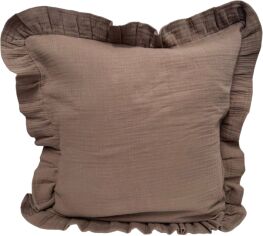 Акція на Наволочка декоративна SoundSleep Muslin Coffee 45х45 см з рюшами від Rozetka
