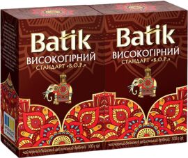 Акція на Набір чаю Batik В.О.Р. чорний байховий цейлонський дрібний 100 г х 2 пачки від Rozetka