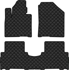 Акція на Килимки з екошкіри EVAtech ECO в салон авто для Sorento Prime (UM) 5 seats Kia 2014-2020 3 покоління SUV EU Екошкіра чорна з чорною ниткою чорний кант від Rozetka