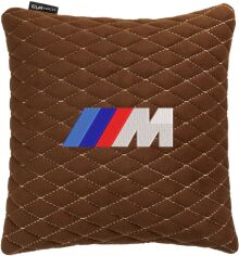 Акція на Подушка EVAtech 30 х 30 см BMW M Коричнева з коричневою ниткою від Rozetka