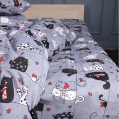Акція на Простирадло MirSon Ranforce Elite 17-0671 With Love Cats 220x240 см від Rozetka