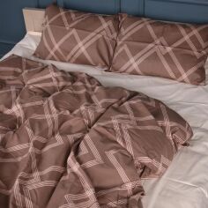 Акція на Простирадло MirSon King Size 220x240 см 22-1413 Brown Geometry Сатин від Rozetka