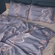 Акція на Простирадло MirSon двоспальне 180x220 см 22-1407 Wavy lines Сатин від Rozetka