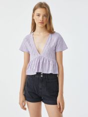 Акція на Топ жіночий Pull & Bear XAZ476090GQGX S Бузковий від Rozetka