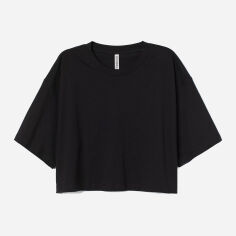 Акція на Футболка бавовняна коротка жіноча H&M 8257201wer M Чорна від Rozetka