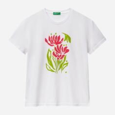 Акція на Футболка бавовняна жіноча United Colors of Benetton 3BL0D10AK-904 226 XS з принтом від Rozetka