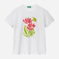 Акція на Футболка бавовняна жіноча United Colors of Benetton 3BL0D10AK-904 226 S з принтом від Rozetka