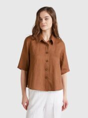 Акція на Сорочка жіноча United Colors of Benetton 5BML5QB75-0B1 S Коричнева від Rozetka