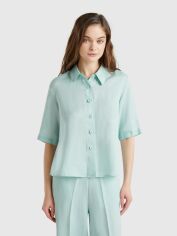 Акція на Сорочка жіноча United Colors of Benetton 5BML5QB75-17H S Бірюзова від Rozetka