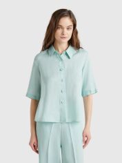 Акція на Сорочка жіноча United Colors of Benetton 5BML5QB75-17H XL Бірюзова від Rozetka