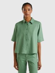 Акція на Сорочка жіноча United Colors of Benetton 5BML5QB75-26U XL Зелена від Rozetka