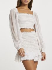 Акція на Спідниця міні літня жіноча River Island XAZ321349DEOZ S Бежева з золотистим від Rozetka