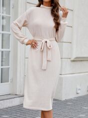 Акція на Плаття міді осіннє жіноче SHEIN GD-00102169 S Світло-бежеве від Rozetka