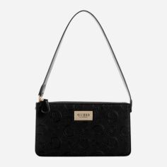 Акція на Сумка багет сідло жіноча маленька Guess 379218649 Чорна від Rozetka