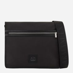 Акція на Сумка месенджер через плече чоловіча Armani Exchange 129383965 Чорна від Rozetka