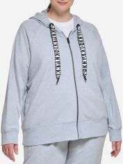Акція на Толстовка на блискавці з капюшоном оверсайз жіноча DKNY 915780786 2X Сіра від Rozetka