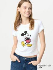 Акція на Футболка бавовняна жіноча Uniqlo Mickey Mouse 296061475 L Біла від Rozetka