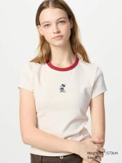 Акція на Футболка бавовняна жіноча Uniqlo Mickey Mouse 301269463 L Біла від Rozetka