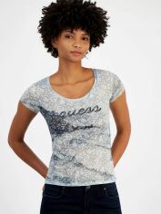 Акція на Футболка бавовняна жіноча Guess 747035178 L Блакитна від Rozetka