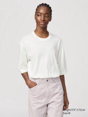 Акція на Футболка бавовняна оверсайз жіноча Uniqlo 715562550 S Молочна від Rozetka