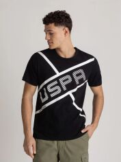 Акція на Футболка бавовняна довга чоловіча U.S. Polo Assn 762748729 L Чорна з принтом від Rozetka