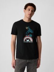 Акція на Футболка бавовняна довга чоловіча GAP 128810791 XL Чорна з принтом від Rozetka