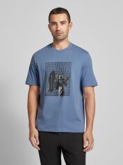 Акція на Футболка бавовняна довга чоловіча Armani Exchange 161678971 XL Синя з принтом від Rozetka