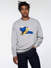 Акція на Світшот оверсайз чоловічий Uniqlo 460860931 XS Сірий з принтом від Rozetka