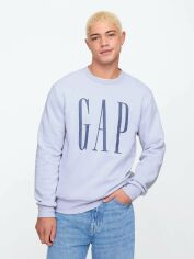 Акція на Світшот на флісі чоловічий GAP 913017951 M Блакитний з принтом від Rozetka