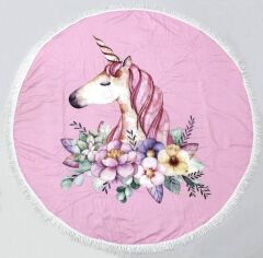 Акція на Пляжное полотенце 5076 Summer Time Pink Unicorn girl MirSon диаметр 150 см від Podushka