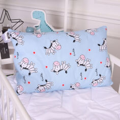 Акція на Подушка детская антиаллергенная Kids Time 20-0037 Cute blue zebra EcoSilk MirSon 50х70 см средняя від Podushka