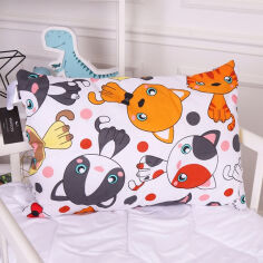 Акція на Подушка детская антиаллергенная Kids Time 20-0035 Colored kittens EcoSilk MirSon 40х60 см низкая від Podushka